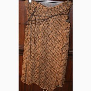 ETHIC ITALY Brown and black faux wrap skirt